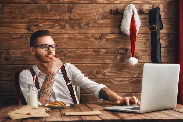 Hipster giovane Babbo Natale — Foto Stock