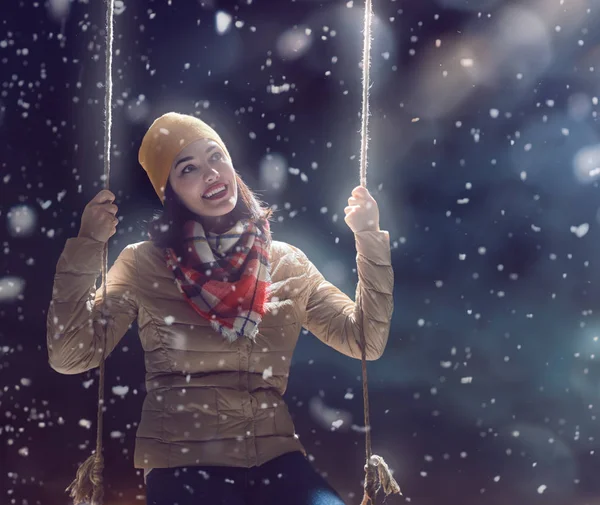 Woman on a swing — Stock Photo, Image