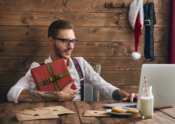 Hipster joven Santa Claus — Foto de Stock