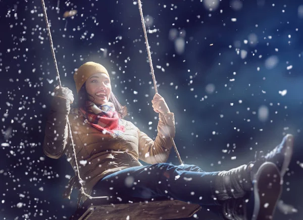 Woman on a swing — Stock Photo, Image