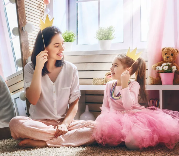 Funny family playing at home — Stock Photo, Image