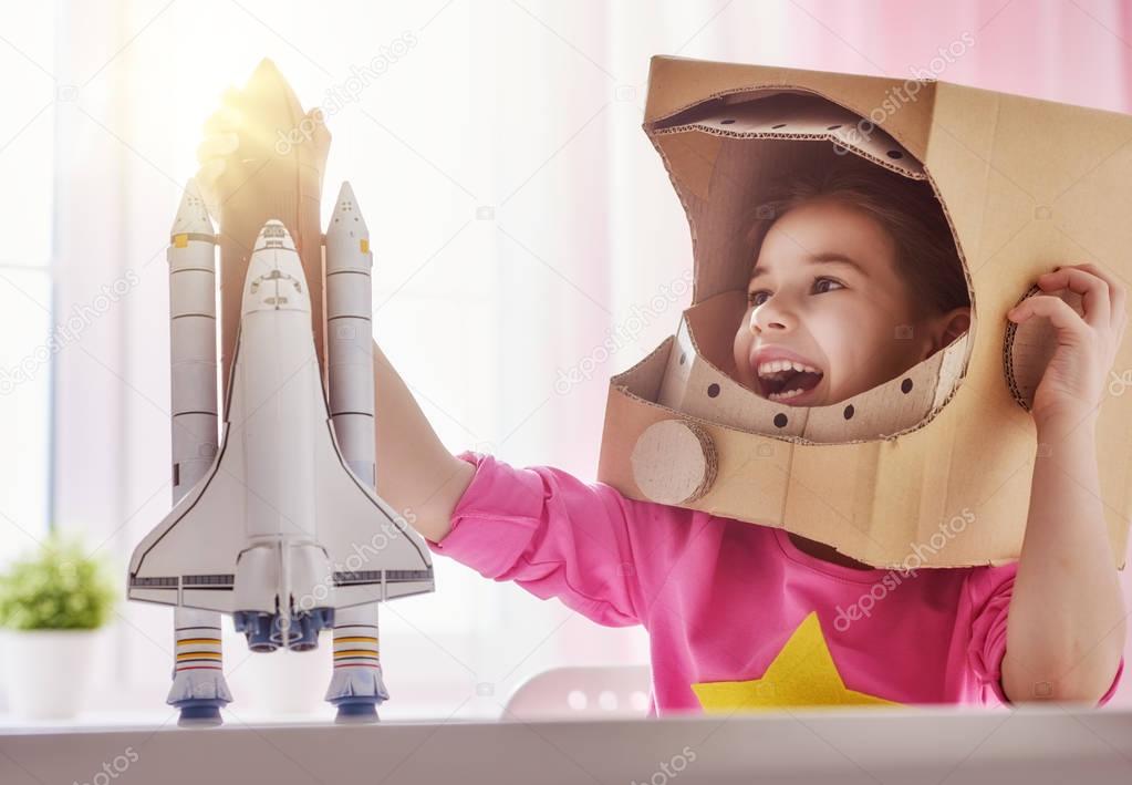 girl in an astronaut costume