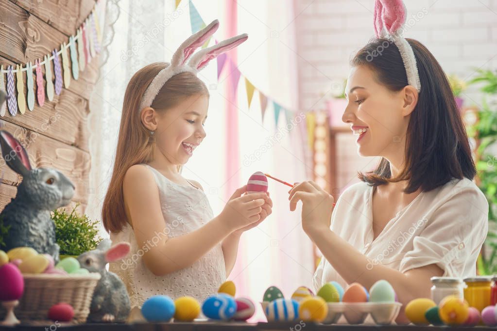 family preparing for Easter