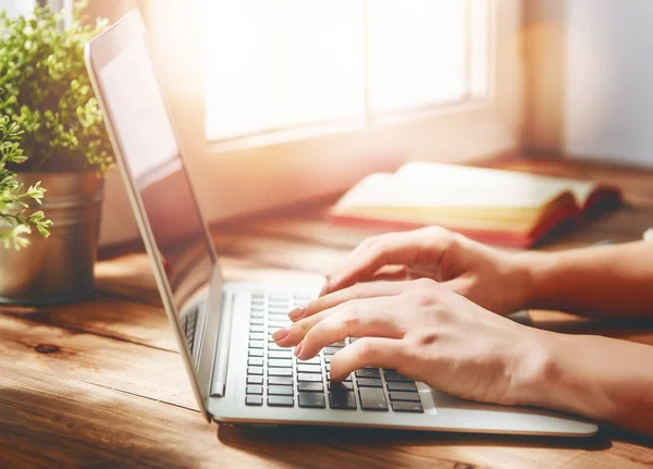 Frau arbeitet am PC — Stockfoto