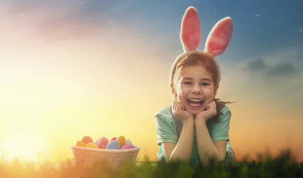 Girl wearing bunny ears — Stock Photo, Image