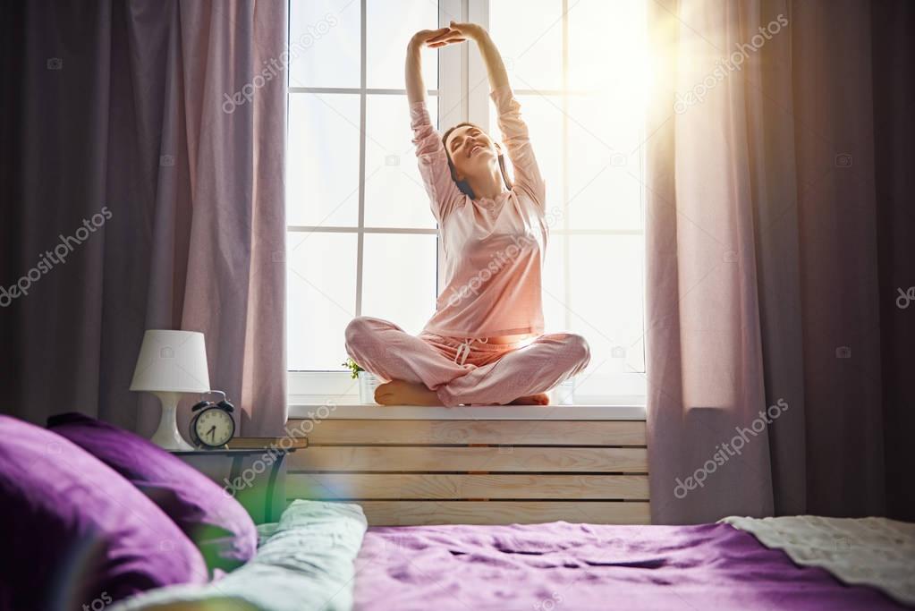 woman enjoying sunny morning