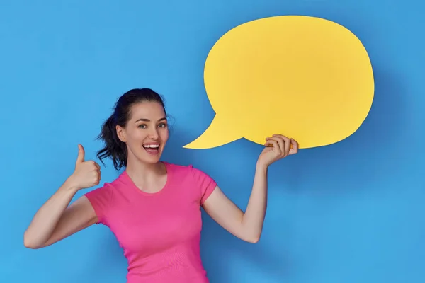 Mujer con discurso de dibujos animados — Foto de Stock