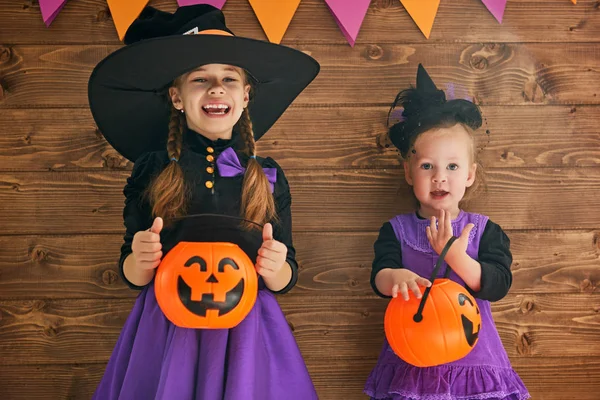 Witches with pumpkins — Stock Photo, Image