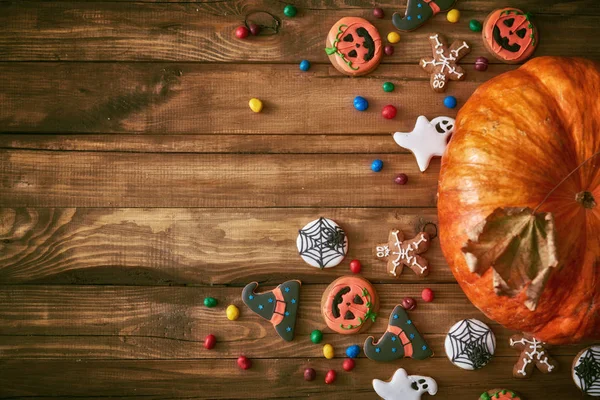 Calabaza, dulces y galletas — Foto de Stock