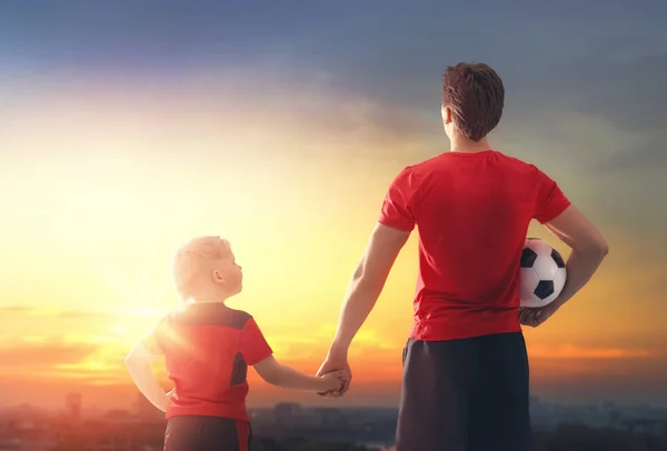 Cute Little Child Dreaming Becoming Soccer Player Boy Man Playing — Stock Photo, Image