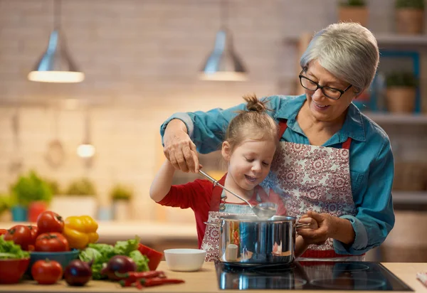 Homemade food and little helper — Stock Photo, Image
