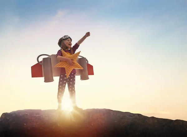 Child playing pilot — Stock Photo, Image