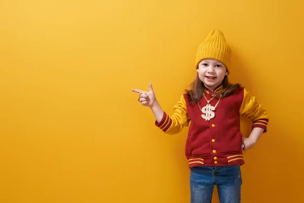 Kid on bright color background. — 스톡 사진