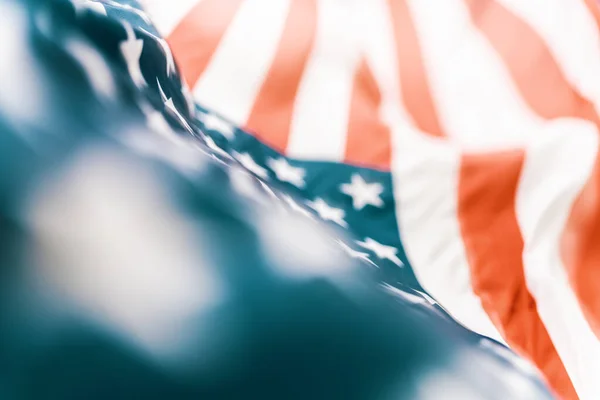 Patriotisk Högtid Usa Firar Den Juli Amerikansk Flagga Närbild — Stockfoto