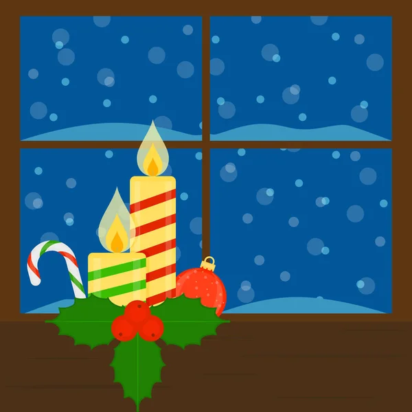 Fenster mit Kerzen — Stockvektor