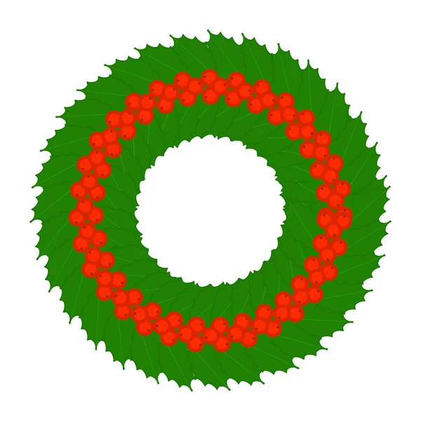 Christmas Holly Berry Wreath Isolated — Stock Vector