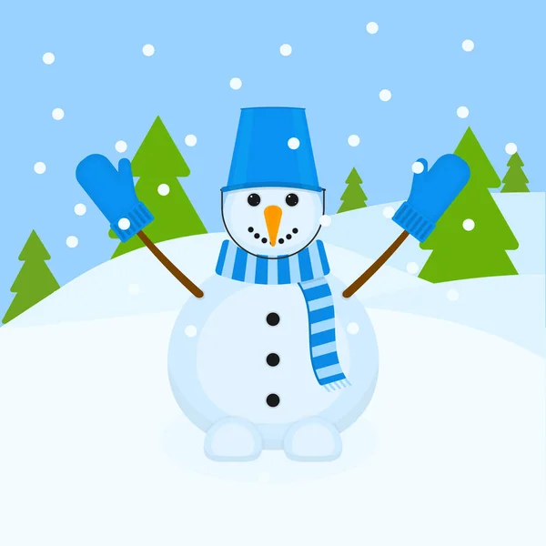 Sonriente vector muñeco de nieve — Vector de stock