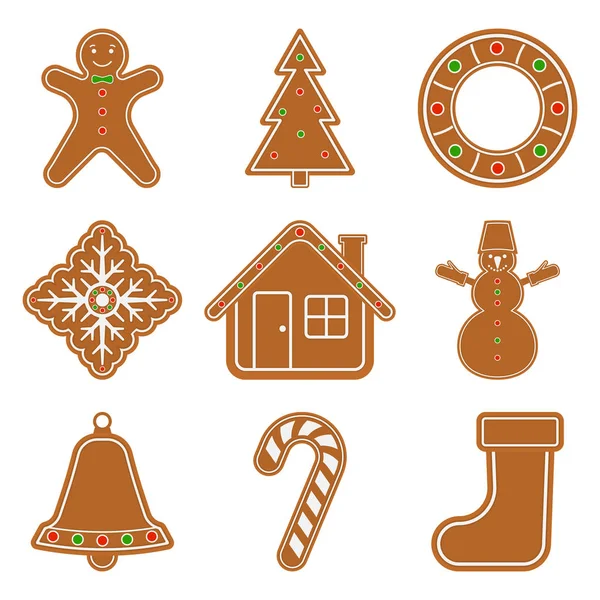 Galletas de Navidad de jengibre — Vector de stock