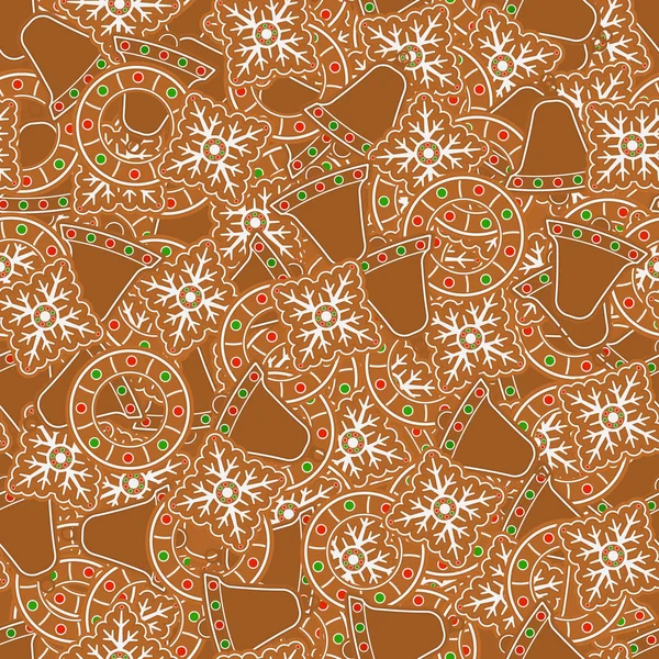 Gingerbread Cookies Seamless Pattern — Stock Vector