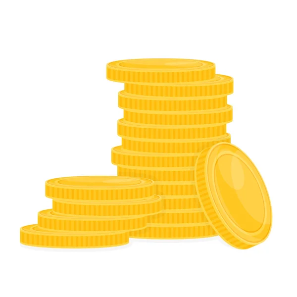 Montón de monedas de oro en blanco — Vector de stock