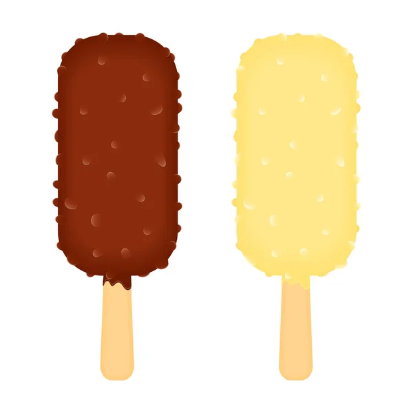 ナッツとチョコレートのアイスクリーム — ストックベクタ