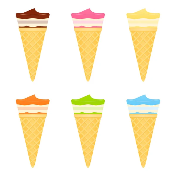 Conos de helado en blanco — Vector de stock