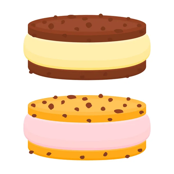 Cookie-zmrzlina sandwich izolované na bílém — Stockový vektor