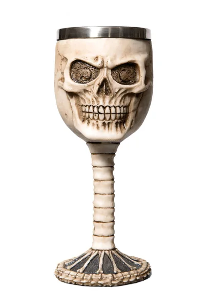 Cup with human skull isolated — Stock Photo, Image