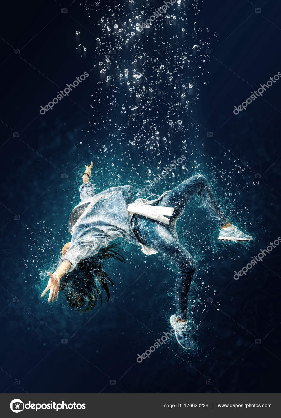 Woman Drowning Water Horrible Dream Stock Photo by ©andreyuu 176620226