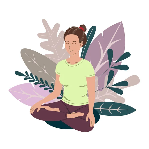 Smiling girl practicing yoga Vector Graphics