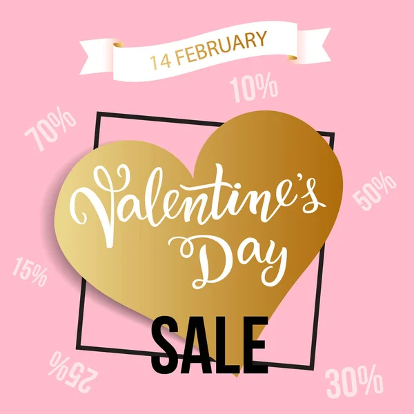 手書き文字｜Happy Valentine's Sale and Golden — ストックベクタ