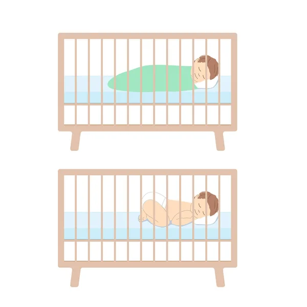 Cute little baby sleep in bed Stock Illustration