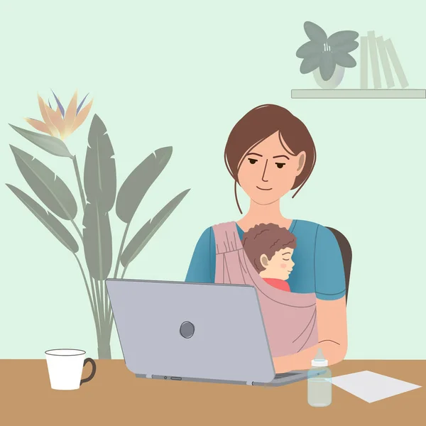 Maternidad y concepto de carrera . — Vector de stock