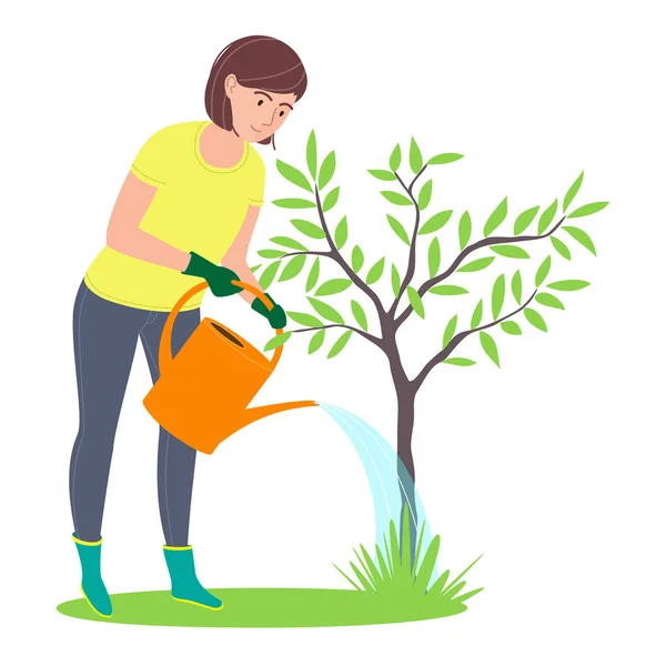 Caring and planting gardens tree — Stock Vector