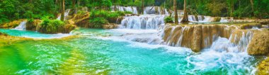 Tat Sae Waterfalls. Beautiful landscape, Laos. Panorama clipart