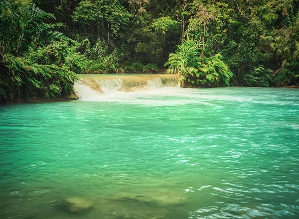 Tat Куанг Сі водоспади. Красивий ландшафт. Лаос. — стокове фото