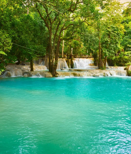 Cachoeiras Tat Sae. Bela paisagem. Laos. . — Fotografia de Stock