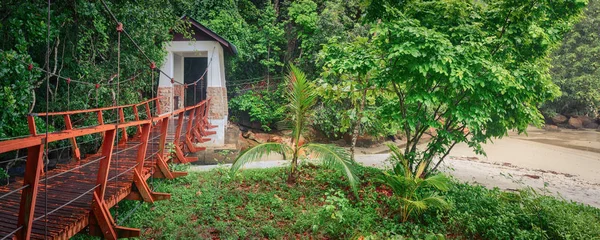 Malezya 'daki Penang Ulusal Parkı' nda yaya köprüsü. Panorama — Stok fotoğraf