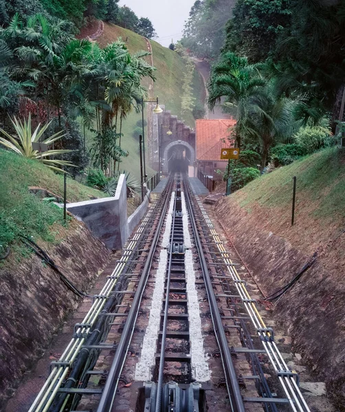 Trein Tunnel Weg Naar Penang Heuvel Uitzicht Vanaf Tram — Stockfoto