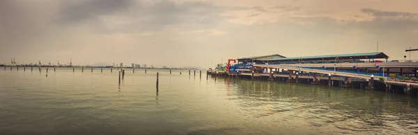 Georgetown Küste Bei Sonnenuntergang Penang Malaysia Panorama — Stockfoto