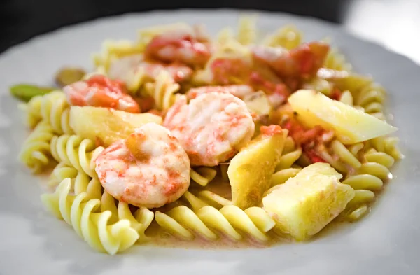Seafood Pasta Sweet Sour Sauce Asian Style — Stock Photo, Image