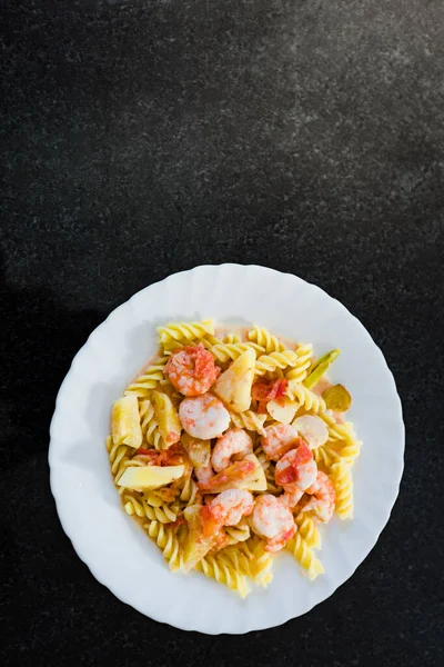 Seafood Pasta Sweet Sour Sauce Asian Style — Stock Photo, Image