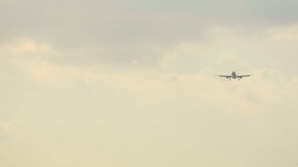 Airplane approaching over ocean — Stock Video