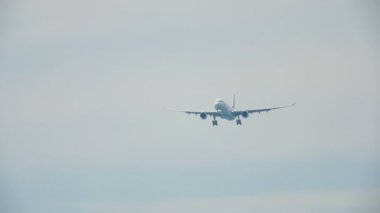 Okyanus üzerinden yaklaşan uçak.