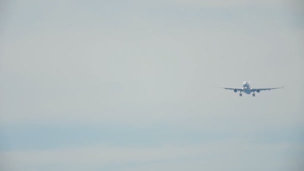 Airplane approaching over ocean — Stock Video