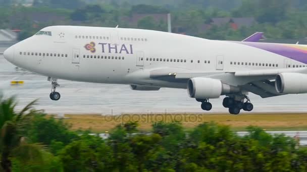 Aereo Boeing 747 atterraggio — Video Stock