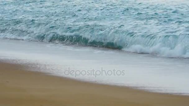 Волны на песчаном пляже — стоковое видео