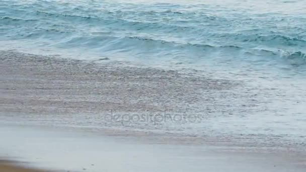Волны на песчаном пляже — стоковое видео