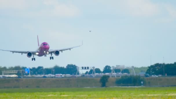 WOW Air Airbus 321 aterrizaje — Vídeo de stock