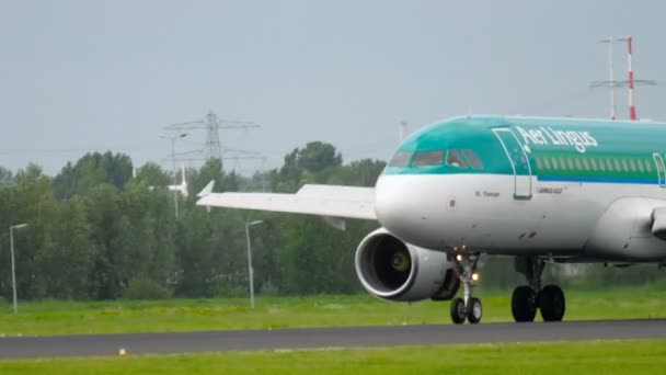 Linie lotnicze Aer Lingus airbus 320 hamowania — Wideo stockowe